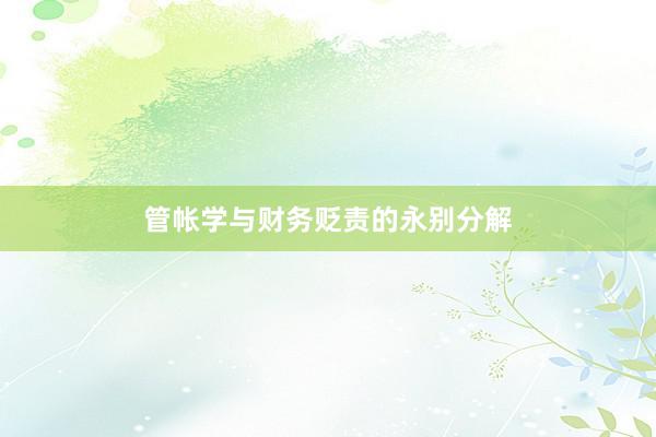 管帐学与财务贬责的永别分解